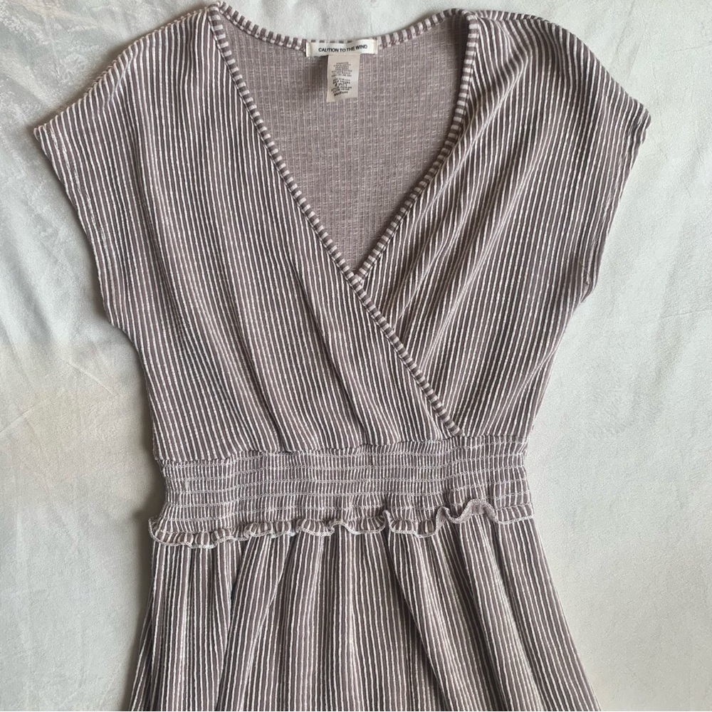 Caution to the Wind Dress Size M Beige Summer Flirty Prairie